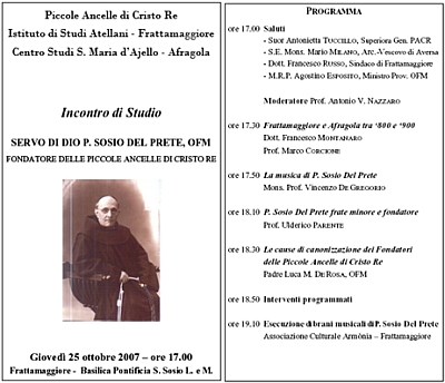 Leggi la brochure e i cenni biografici di padre Sossio Del Prete